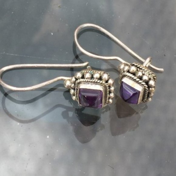 Jewelry - 925 Silver and Amethyst Dangle Earings